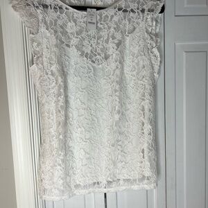 WHBM Ecru White Lace Top Size 12 NWT